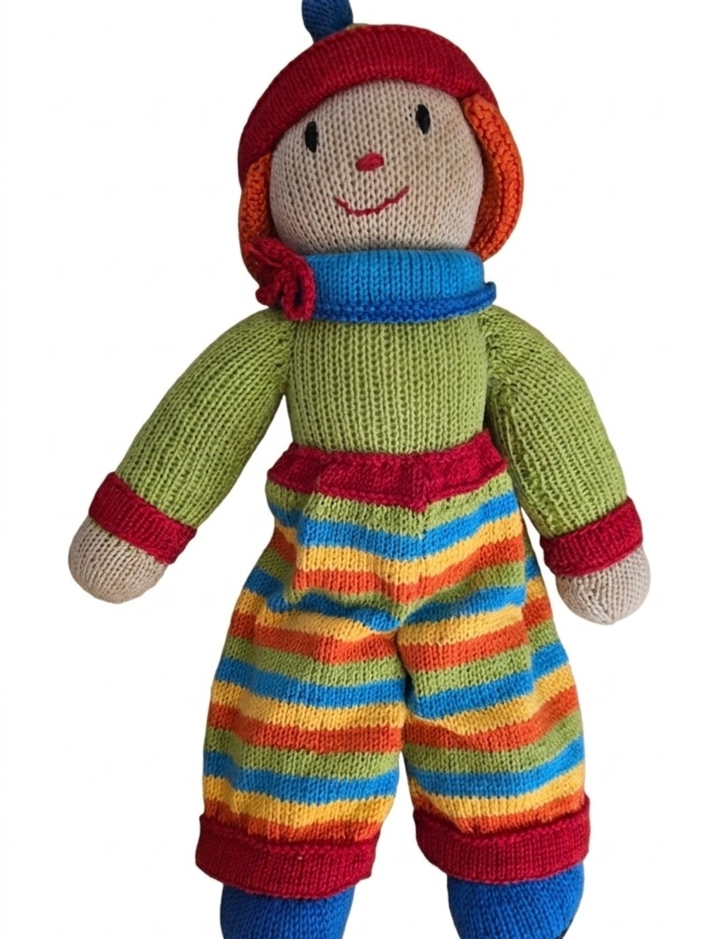 BHcrafts Lime Green and Red Knit Doll Momo